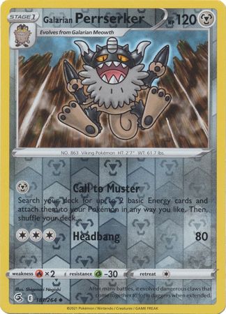 Galarian Perrserker 181/264 Reverse Holo | Fusion Strike | Pokemon Card