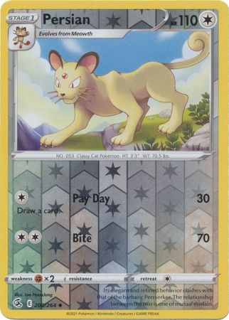 Persian 200/264 Reverse Holo | Fusion Strike | Pokemon Card