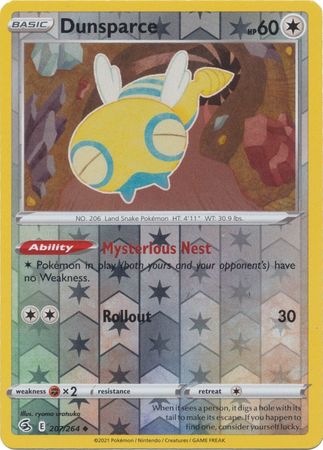 Dunsparce 207/264 Reverse Holo | Fusion Strike | Pokemon Card