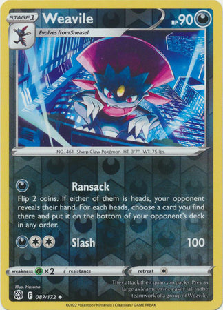 Weavile 87/172 Reverse Holo | Brilliant Stars | Pokemon Card