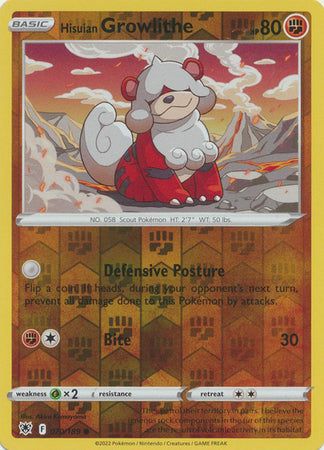 Hisuian Growlithe 70/189 Reverse Holo | Astral Radiance | Pokemon Card