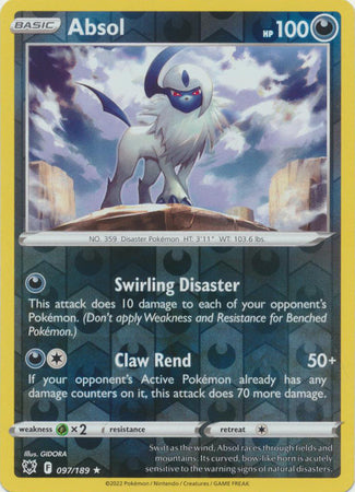 Absol 97/189 Reverse Holo | Astral Radiance | Pokemon Card