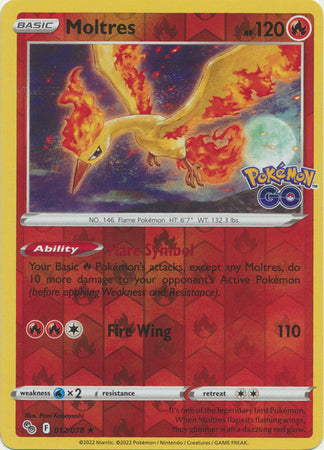 Moltres 12/78 Reverse Holo | Pokémon GO | Pokemon Card