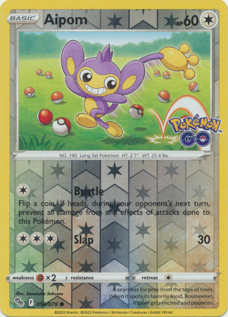 Aipom 56/78 Reverse Holo | Pokémon GO | Pokemon Card