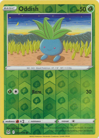 Oddish 1/196 Reverse Holo | Lost Origin | Pokemon Card