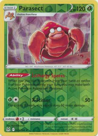 Parasect 5/196 Reverse Holo | Lost Origin | Pokemon Card