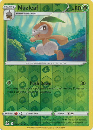 Nuzleaf 12/196 Reverse Holo | Lost Origin | Pokemon Card