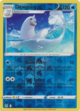 Dewgong 34/196 Reverse Holo | Lost Origin | Pokemon Card