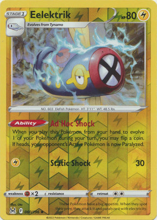 Eelektrik 60/196 Reverse Holo | Lost Origin | Pokemon Card