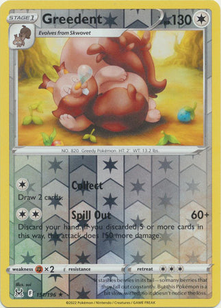 Greedent 151/196 Reverse Holo | Lost Origin | Pokemon Card