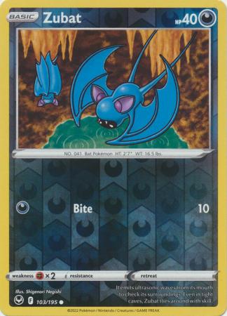 Zubat 103/195 Reverse Holo | Silver Tempest | Pokemon Card