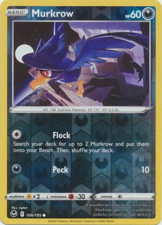 Murkrow 106/195 Reverse Holo | Silver Tempest | Pokemon Card