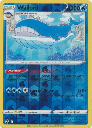 Wailord 38/195 Reverse Holo | Silver Tempest | Pokemon Card