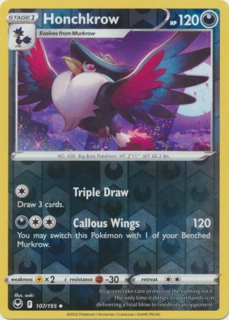 Honchkrow 107/195 Reverse Holo | Silver Tempest | Pokemon Card