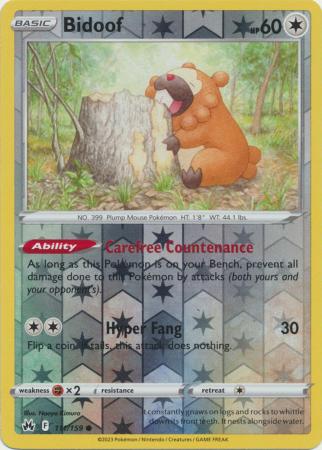 Bidoof 111/159 Reverse Holo | Crown Zenith | Pokemon Card