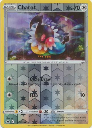 Chatot 112/159 Reverse Holo | Crown Zenith | Pokemon Card