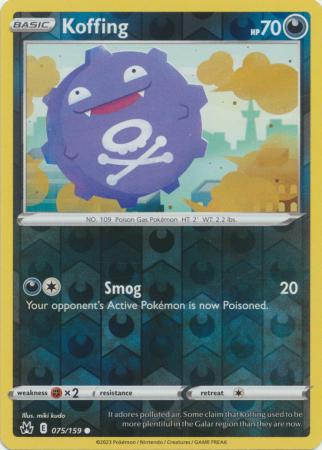 Koffing 75/159 Reverse Holo | Crown Zenith | Pokemon Card