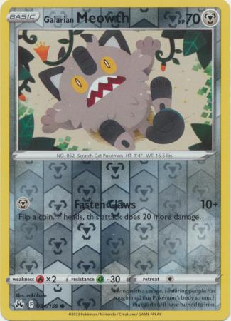 Galarian Meowth 84/159 Reverse Holo | Crown Zenith | Pokemon Card