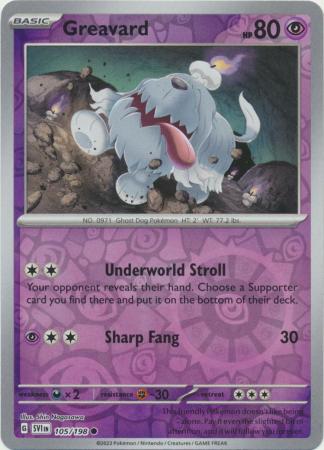 Greavard 105/198 Reverse Holo | Scarlet & Violet | Pokemon Card