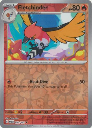 Fletchinder 29/193 Reverse Holo | Paldea Evolved | Pokemon Card