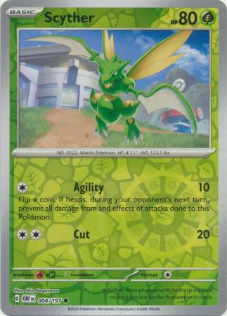 Scyther 4/197 Reverse Holo | Obsidian Flames | Pokemon Card