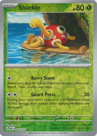 Shuckle 5/197 Reverse Holo | Obsidian Flames | Pokemon Card