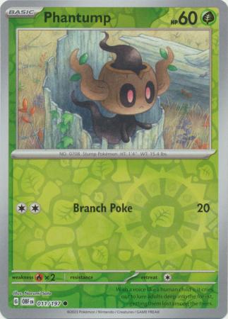 Phantump 11/197 Reverse Holo | Obsidian Flames | Pokemon Card