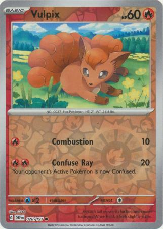 Vulpix 28/197 Reverse Holo | Obsidian Flames | Pokemon Card