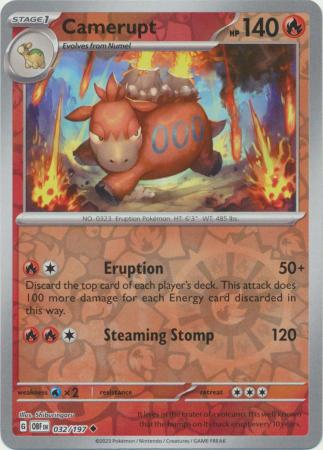 Camerupt 32/197 Reverse Holo | Obsidian Flames | Pokemon Card