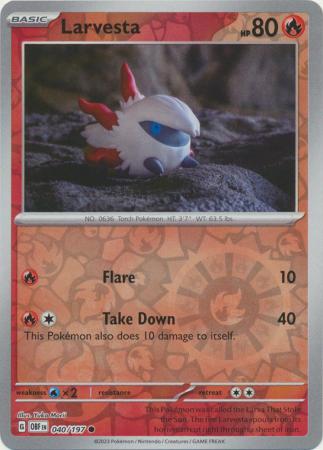 Larvesta 40/197 Reverse Holo | Obsidian Flames | Pokemon Card