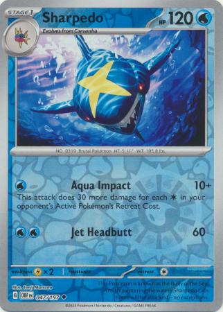 Sharpedo 47/197 Reverse Holo | Obsidian Flames | Pokemon Card