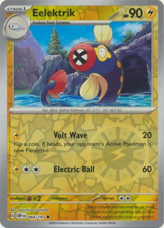 Eelektrik 68/197 Reverse Holo | Obsidian Flames | Pokemon Card