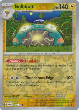 Bellibolt 78/197 Reverse Holo | Obsidian Flames | Pokemon Card