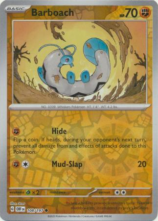 Barboach 108/197 Reverse Holo | Obsidian Flames | Pokemon Card