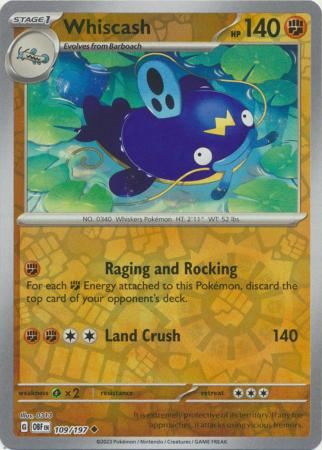 Whiscash 109/197 Reverse Holo | Obsidian Flames | Pokemon Card