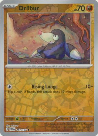 Drilbur 111/197 Reverse Holo | Obsidian Flames | Pokemon Card