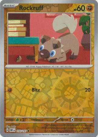 Rockruff 116/197 Reverse Holo | Obsidian Flames | Pokemon Card