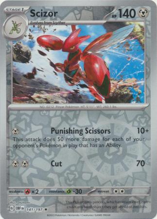 Scizor 141/197 Reverse Holo | Obsidian Flames | Pokemon Card