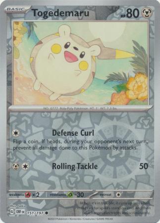 Togedemaru 151/197 Reverse Holo | Obsidian Flames | Pokemon Card