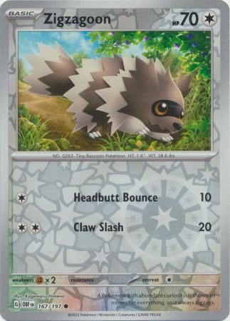 Zigzagoon 167/197 Reverse Holo | Obsidian Flames | Pokemon Card