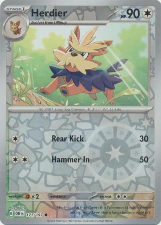 Herdier 171/197 Reverse Holo | Obsidian Flames | Pokemon Card