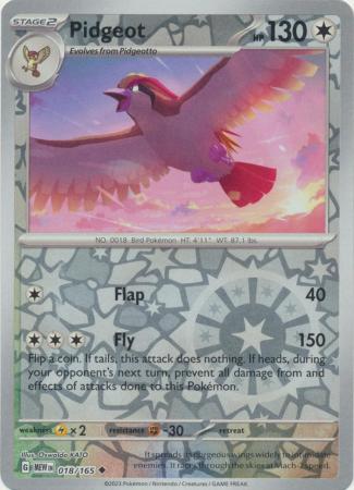 Pidgeot 18/165 Reverse Holo | 151 | Pokemon Card