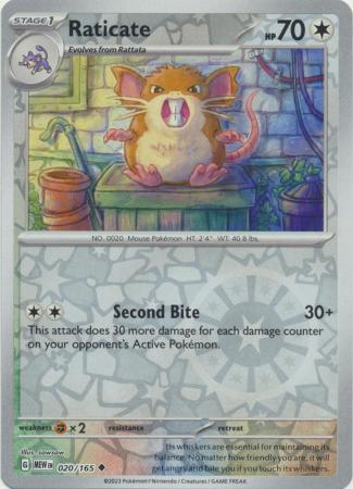 Raticate 20/165 Reverse Holo | 151 | Pokemon Card