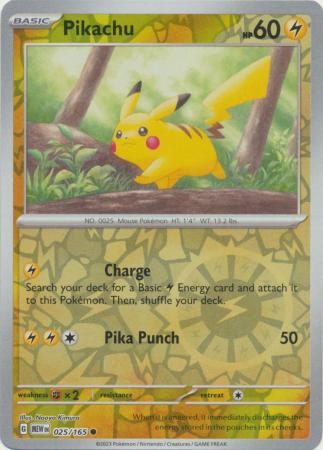 Pikachu 25/165 Reverse Holo | 151 | Pokemon Card