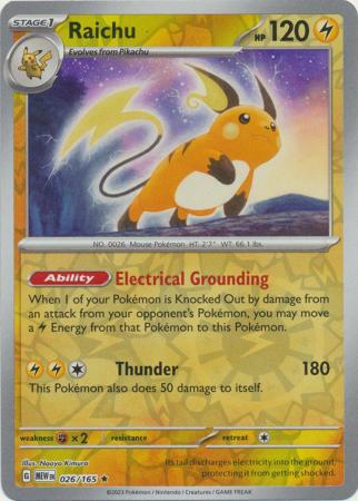 Raichu 26/165 Reverse Holo | 151 | Pokemon Card