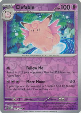 Clefable 36/165 Reverse Holo | 151 | Pokemon Card