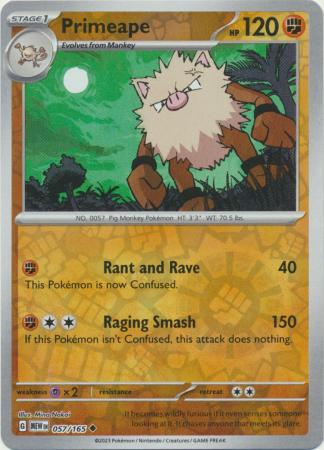 Primeape 57/165 Reverse Holo | 151 | Pokemon Card