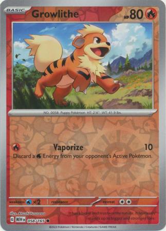 Growlithe 58/165 Reverse Holo | 151 | Pokemon Card