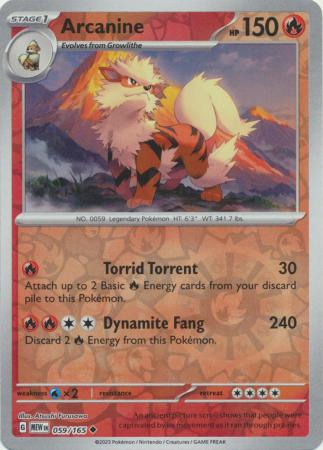 Arcanine 59/165 Reverse Holo | 151 | Pokemon Card