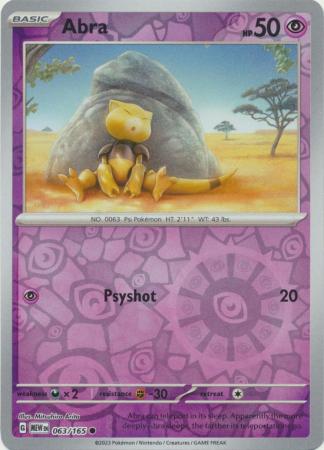 Abra 63/165 Reverse Holo | 151 | Pokemon Card